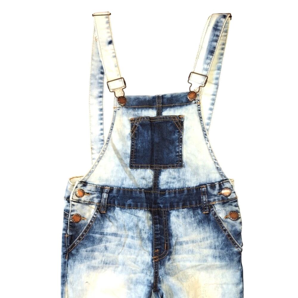 VIP Whitewash Denim Overalls Sz 14 EUC